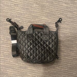 NWOT grey quilted purse with cross body strap